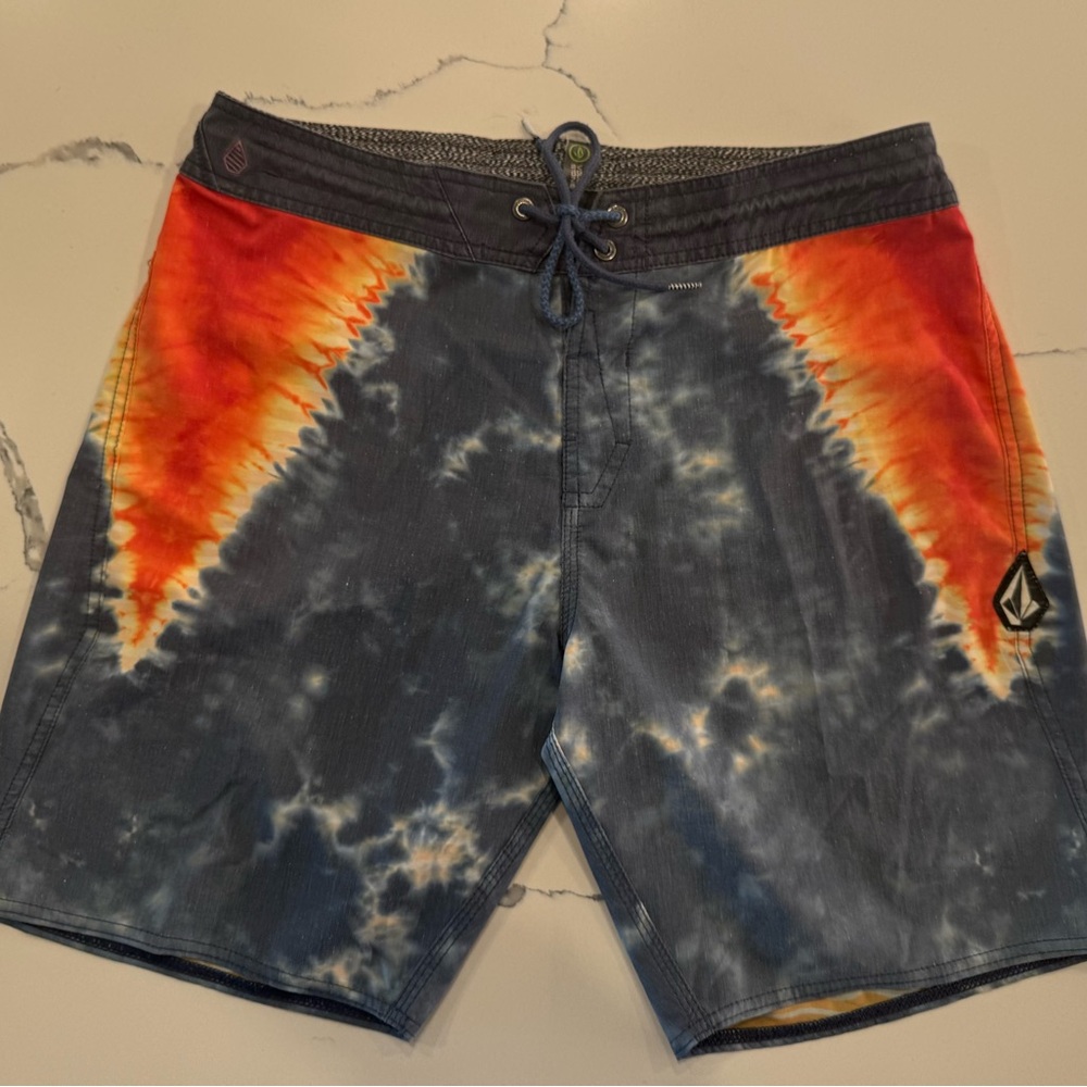 Volcom Men’s Tie-Dye Blue & Orange Board Shorts